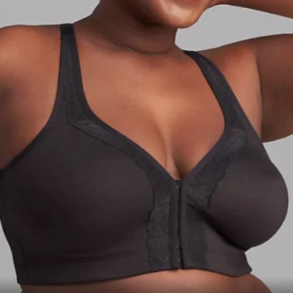 CACIQUE Black Cotton Full Coverage Unlined No Wire Racerback Lace Bra